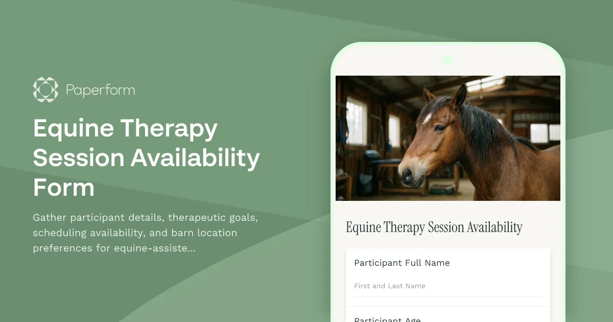 Equine Therapy Session Availability Form