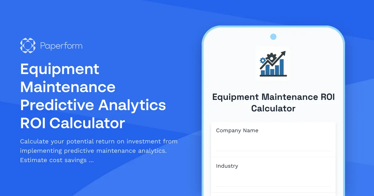 Equipment Maintenance Predictive Analytics ROI Calculator