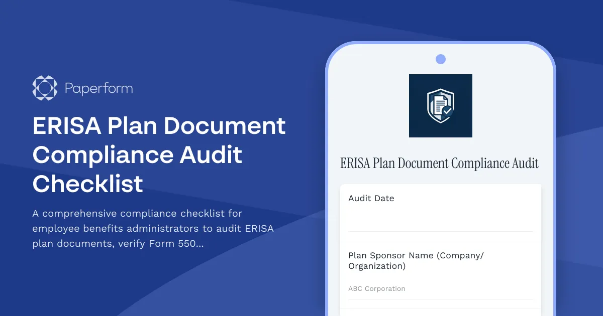 ERISA Plan Document Compliance Audit Checklist
