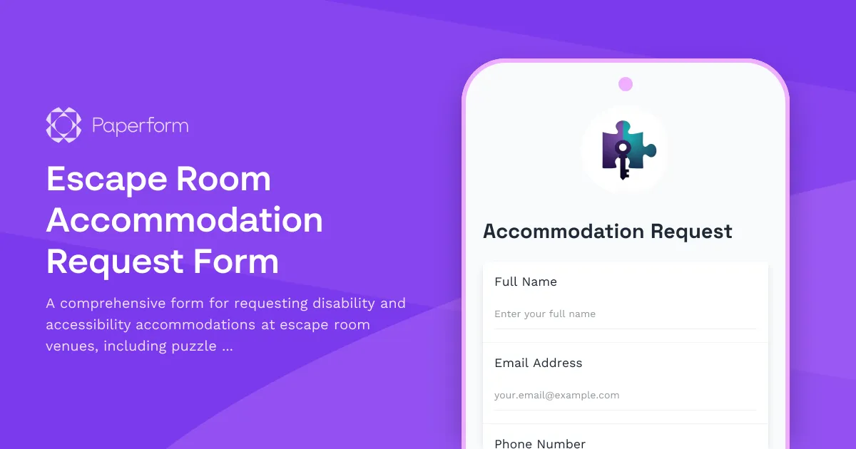 Escape Room Accommodation Request Form