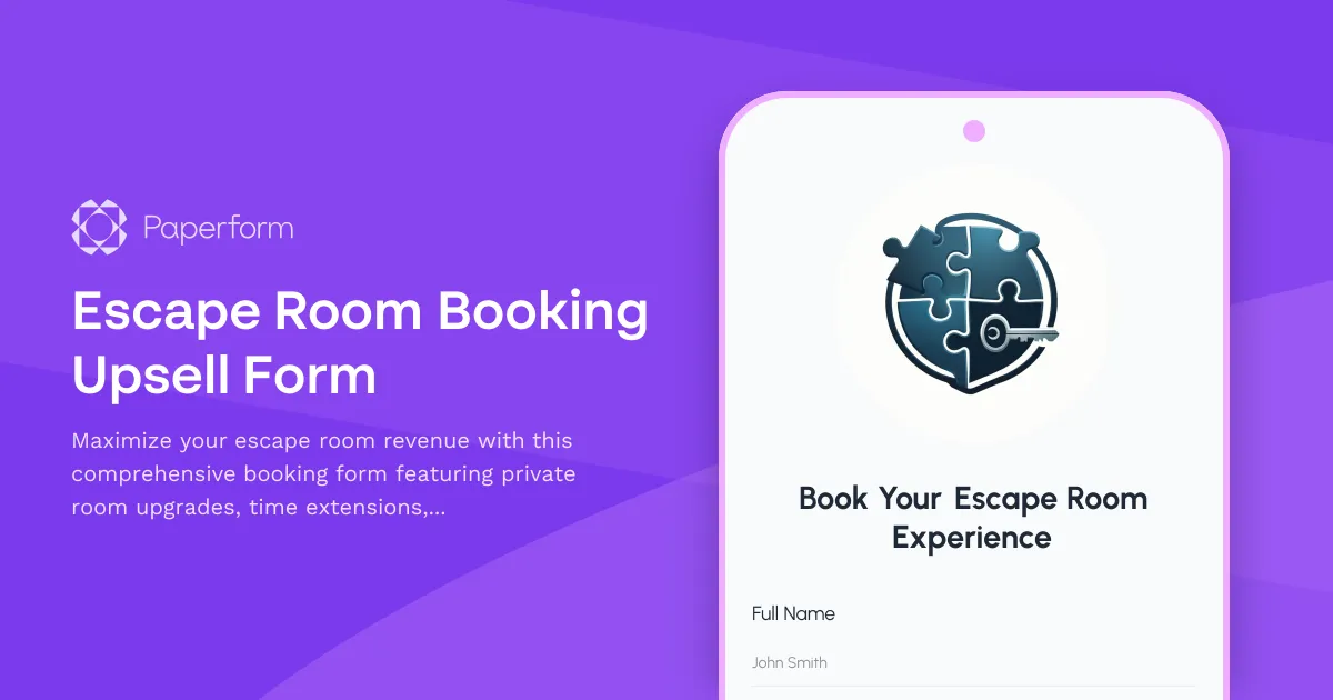 Escape Room Booking Upsell Form