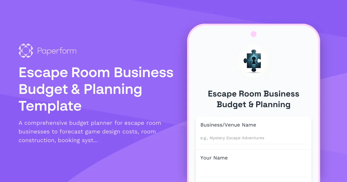 Escape Room Business Budget Template - Free Financial Planning Form ...