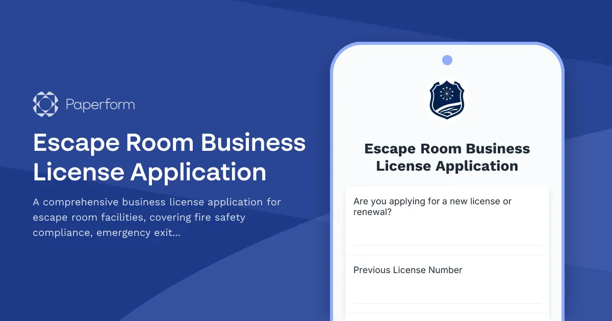 Escape Room Business License Application