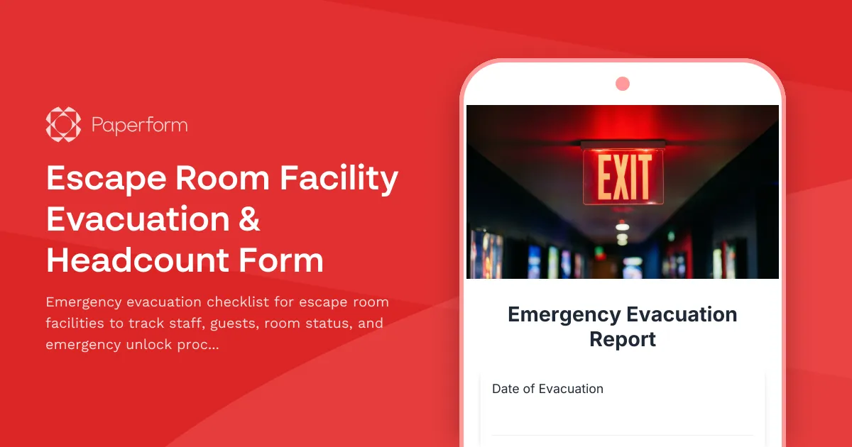 Escape Room Facility Evacuation & Headcount Form