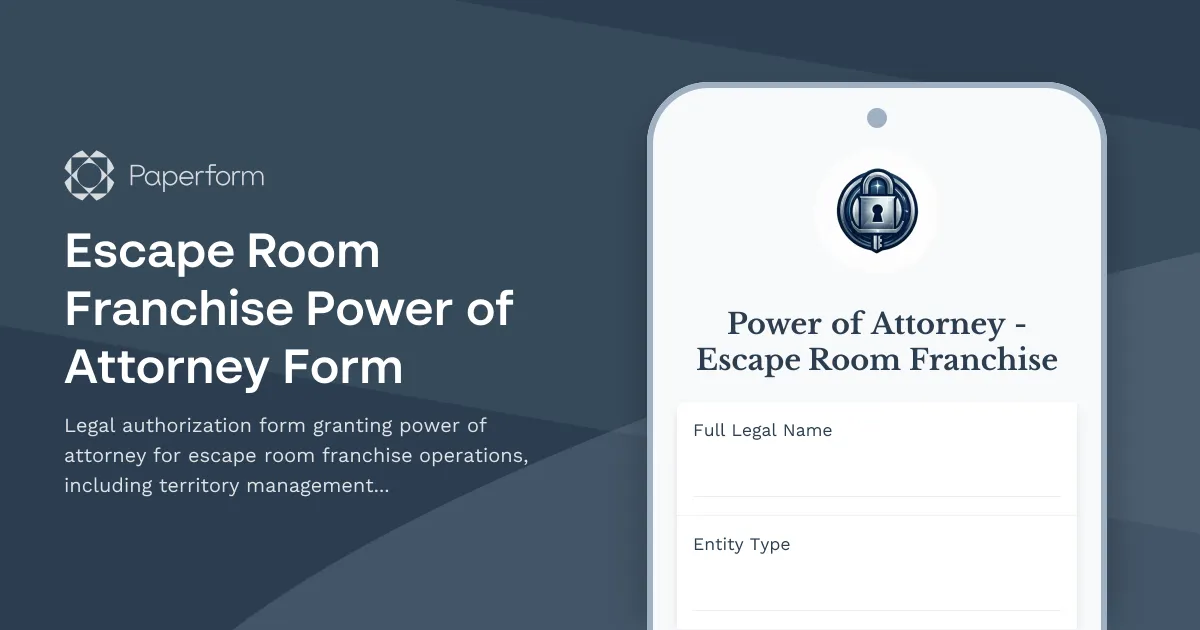 Escape Room Franchise Power of Attorney Form