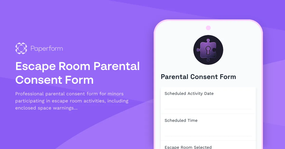 Escape Room Parental Consent Form