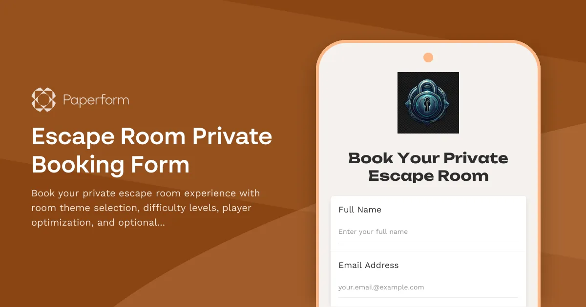 Escape Room Private Booking Form