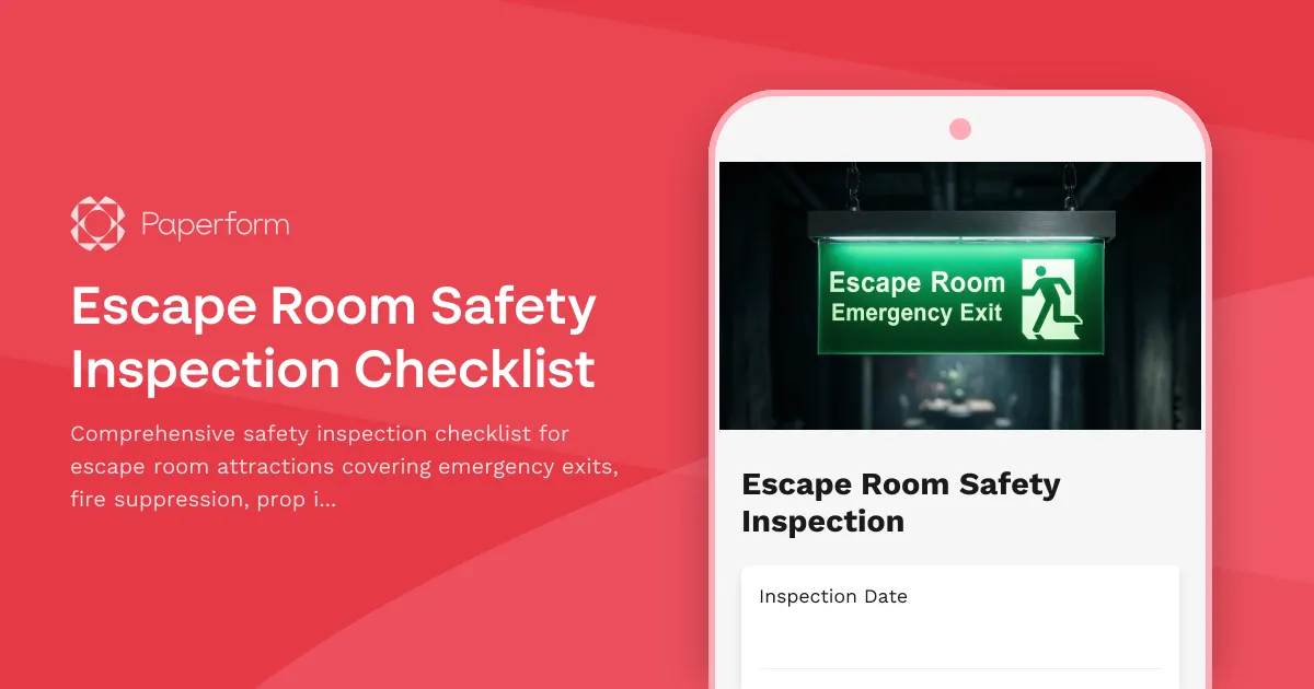 Escape Room Safety Inspection Checklist