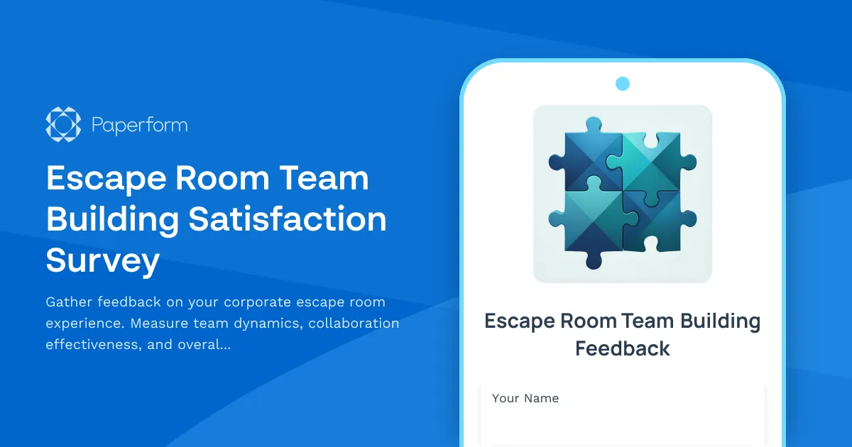 Escape Room Team Building Satisfaction Survey