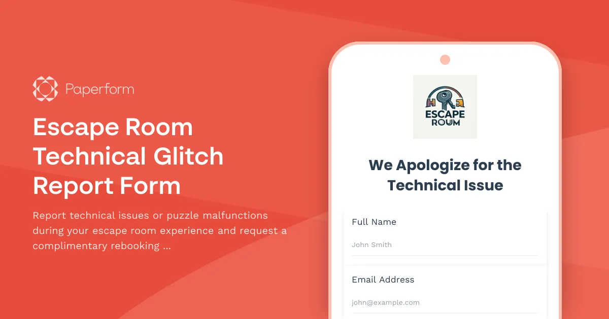 Escape Room Technical Glitch Report Form