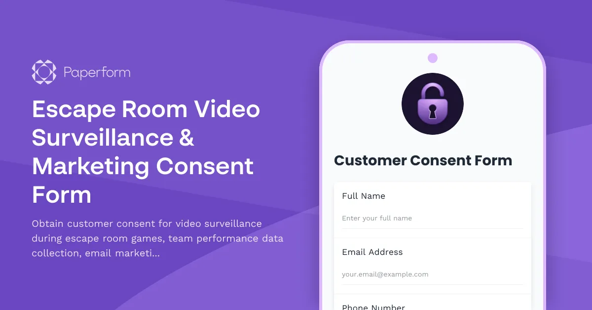 Escape Room Video Surveillance & Marketing Consent Form