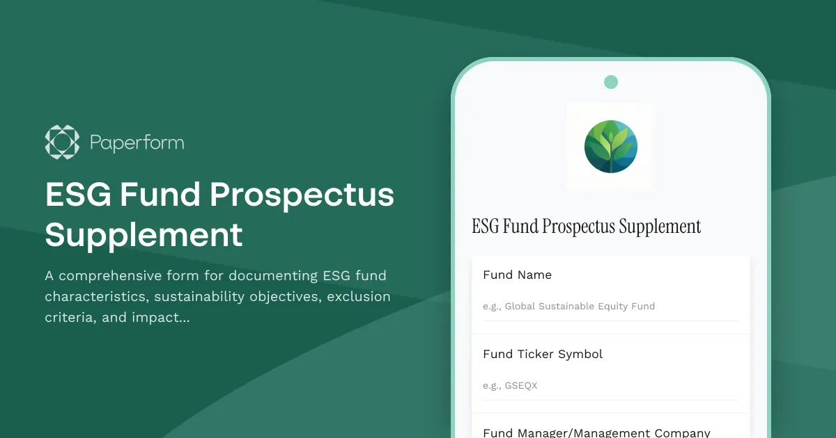 ESG Fund Prospectus Supplement