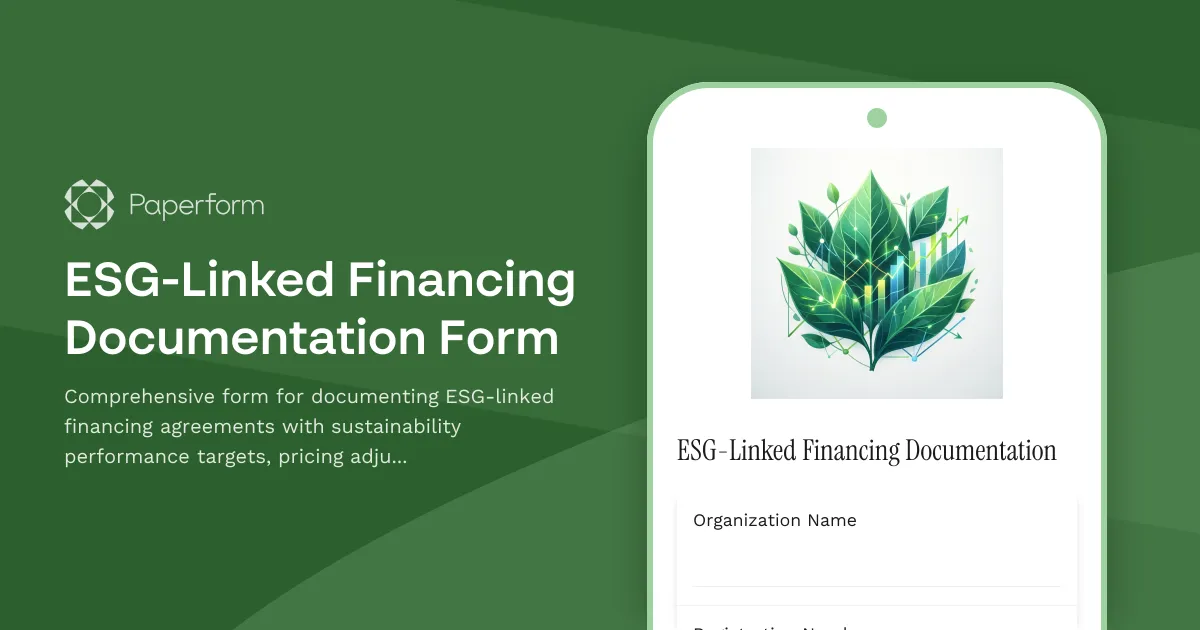 ESG-Linked Financing Documentation Form