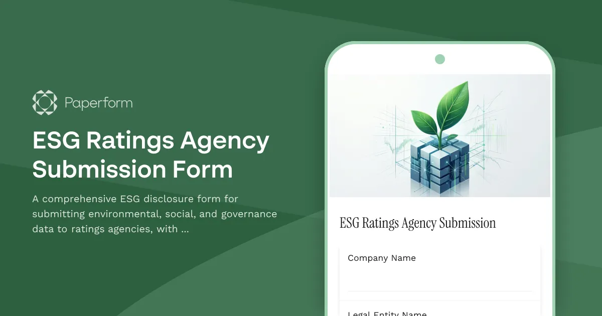 ESG Ratings Agency Submission Form