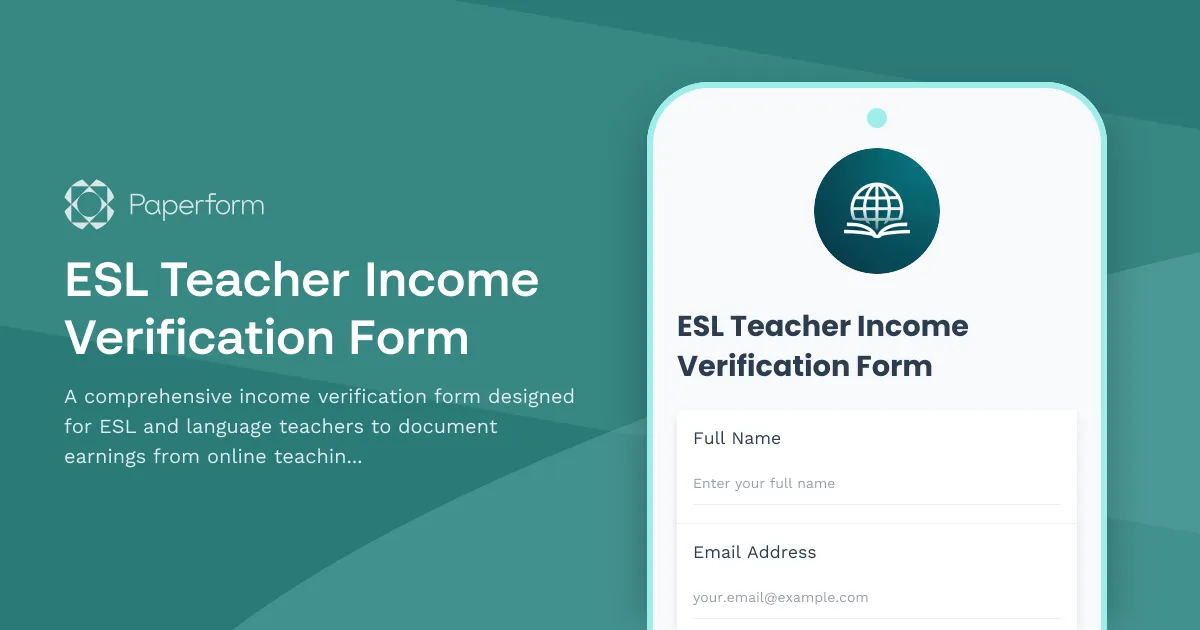 ESL Teacher Income Verification Form