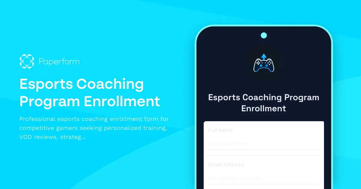 Esports Coaching Program Enrollment