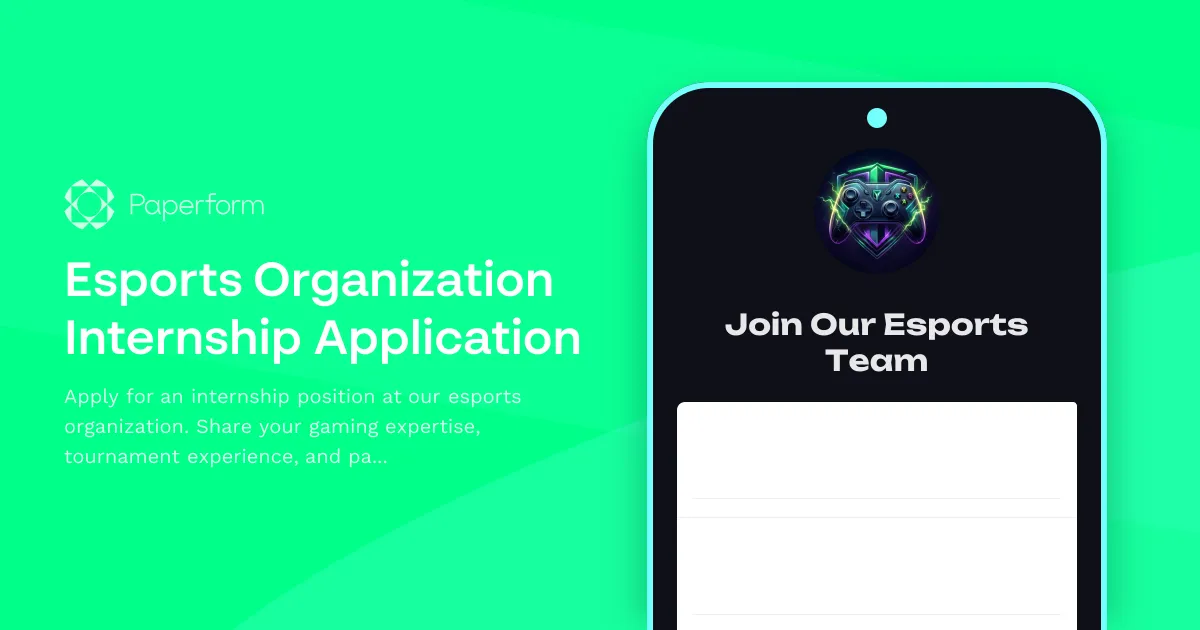 Esports Organization Internship Application