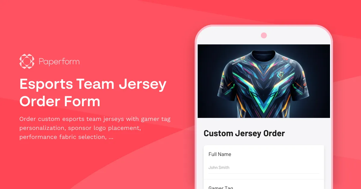 Esports Team Jersey Order Form