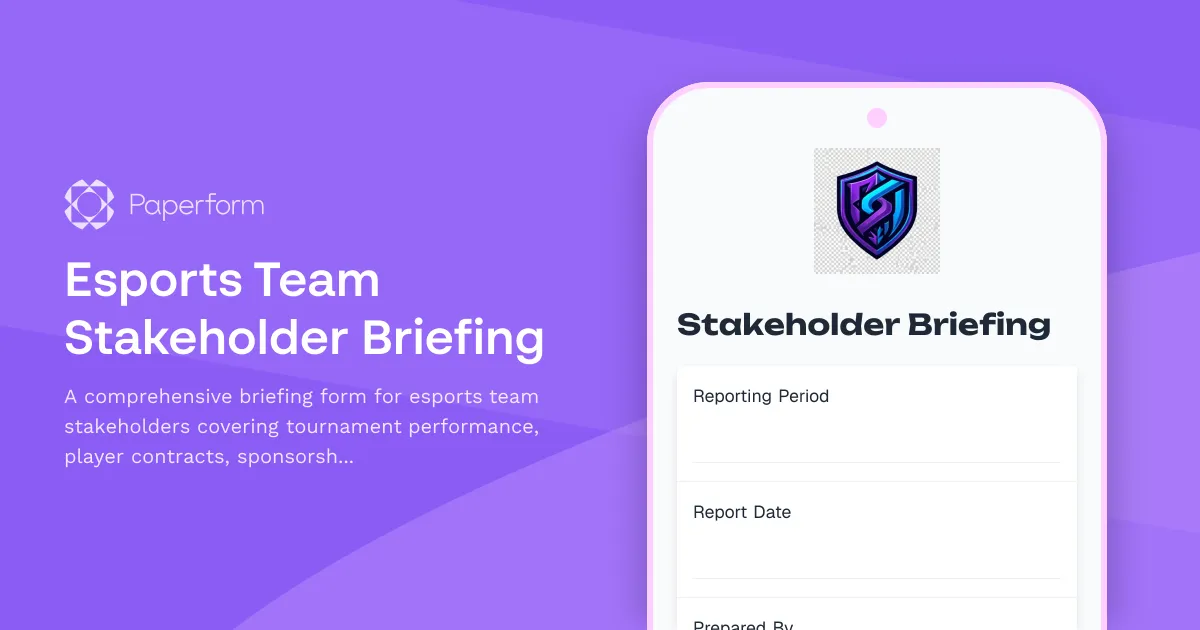 Esports Team Stakeholder Briefing