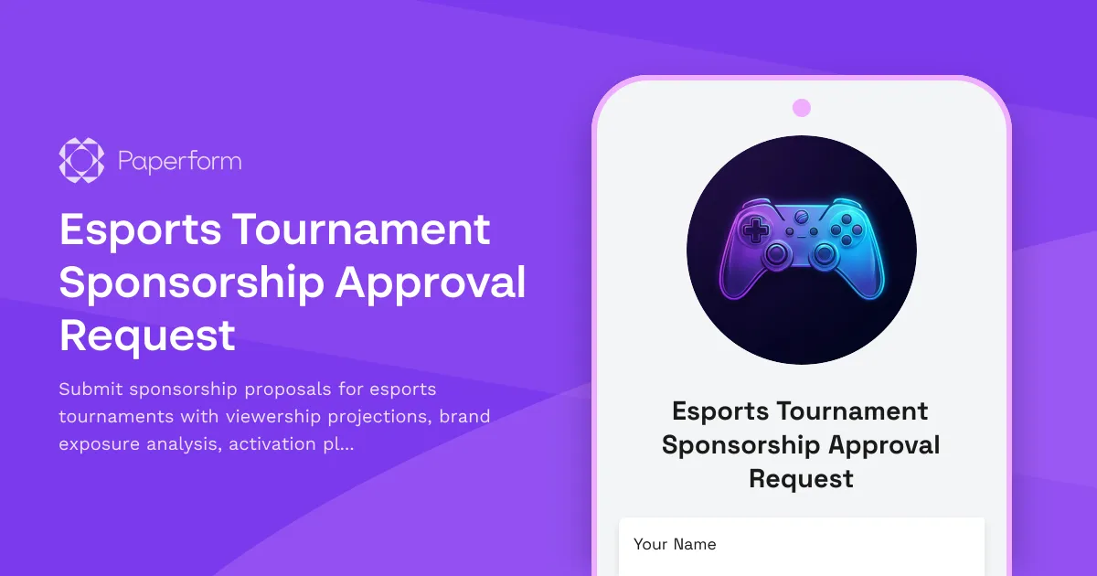 Esports Tournament Sponsorship Approval Request