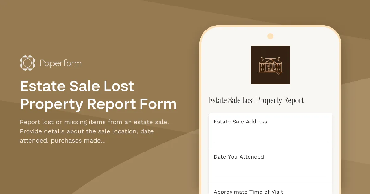 Estate Sale Lost Property Report Form