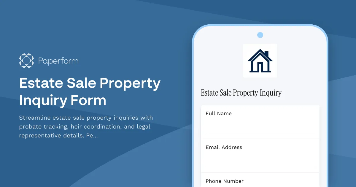 Estate Sale Property Inquiry Form