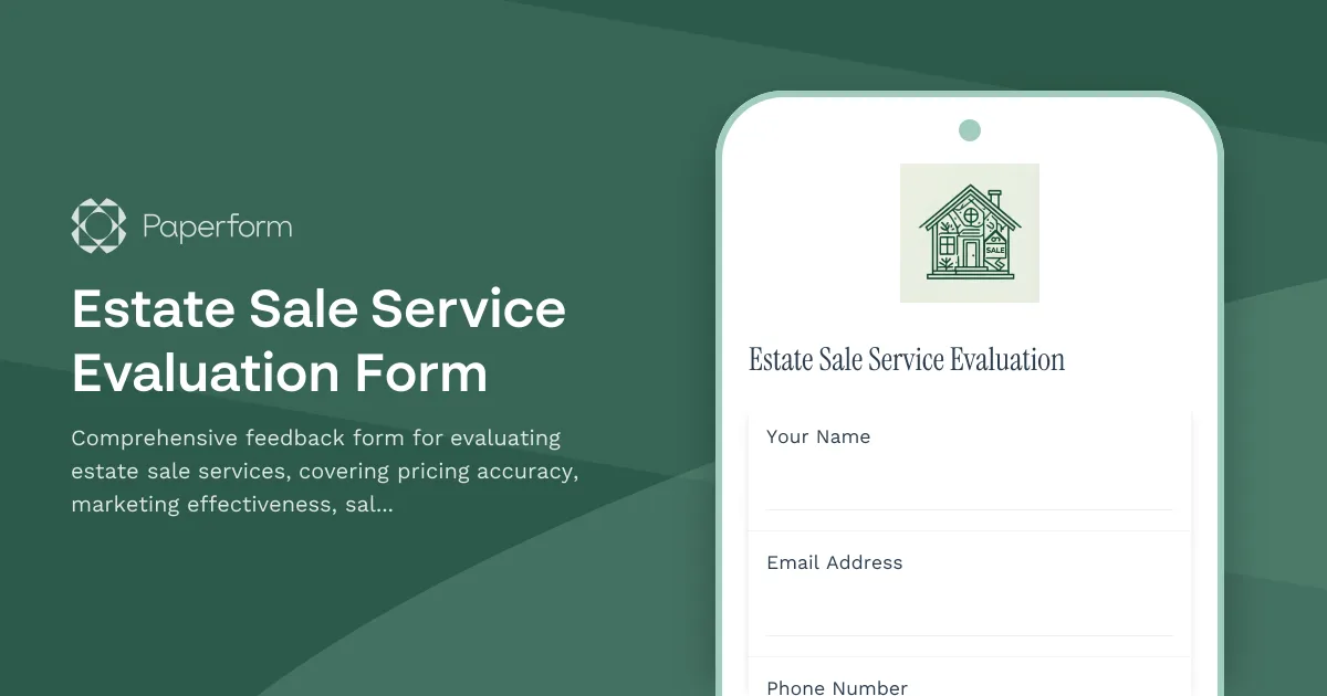 Estate Sale Service Evaluation Form