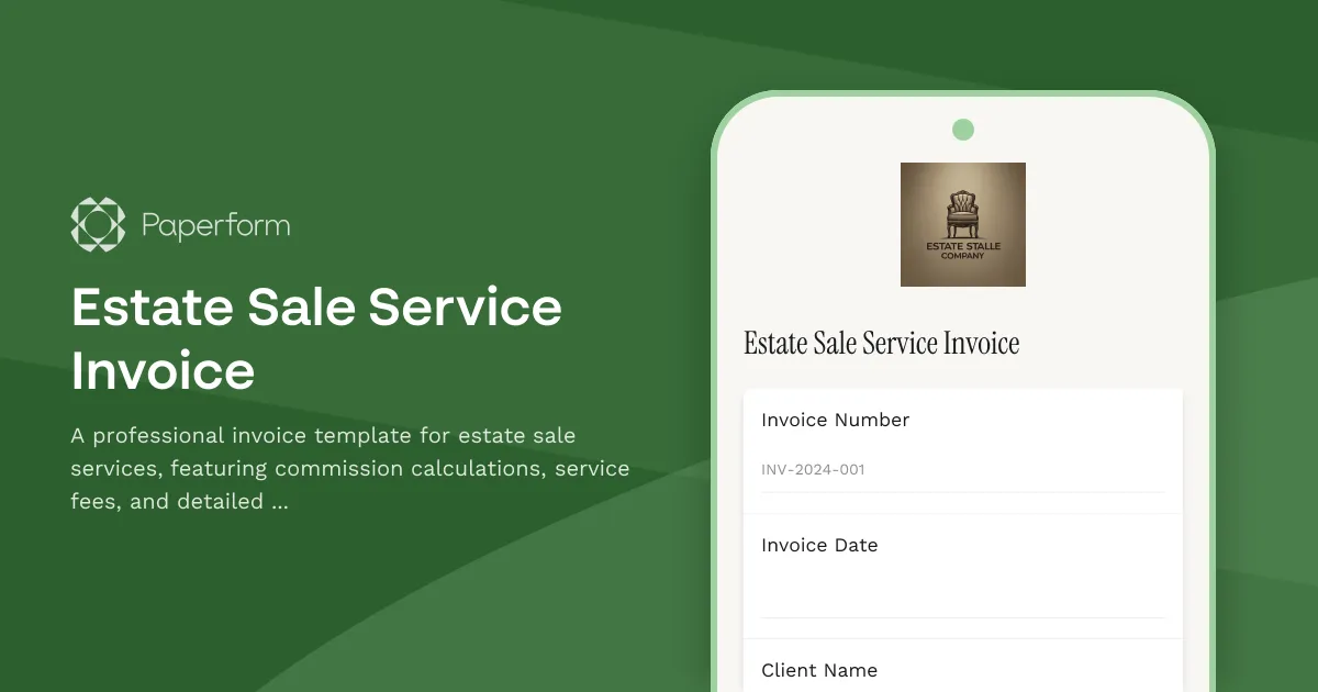 Estate Sale Service Invoice