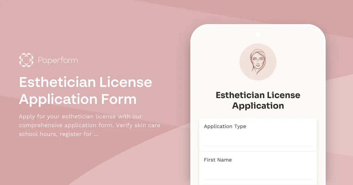 Esthetician License Application Form