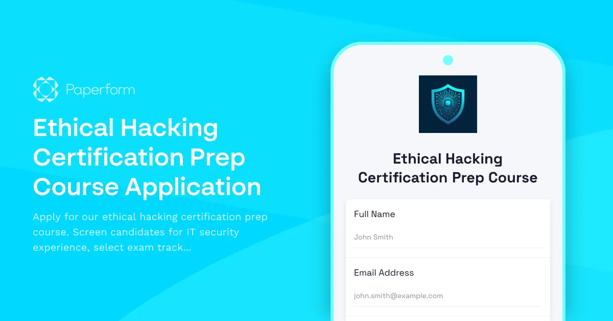 Ethical Hacking Certification Prep Course Application