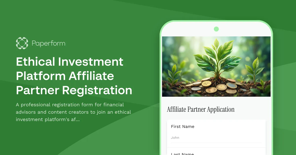 Ethical Investment Platform Affiliate Partner Registration