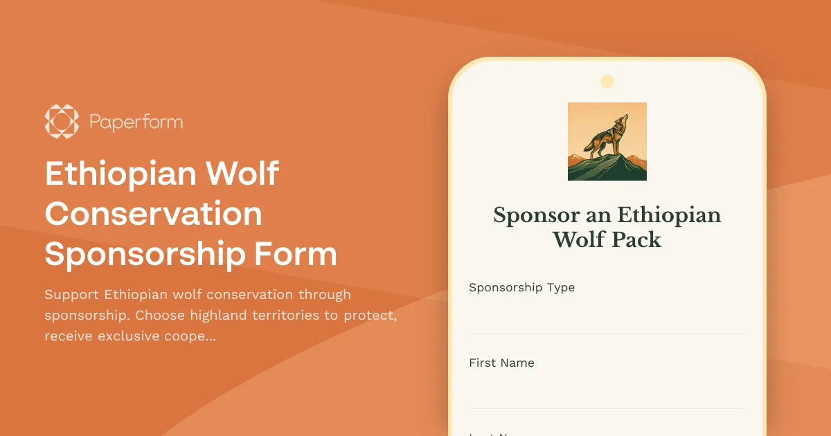 Ethiopian Wolf Conservation Sponsorship Form