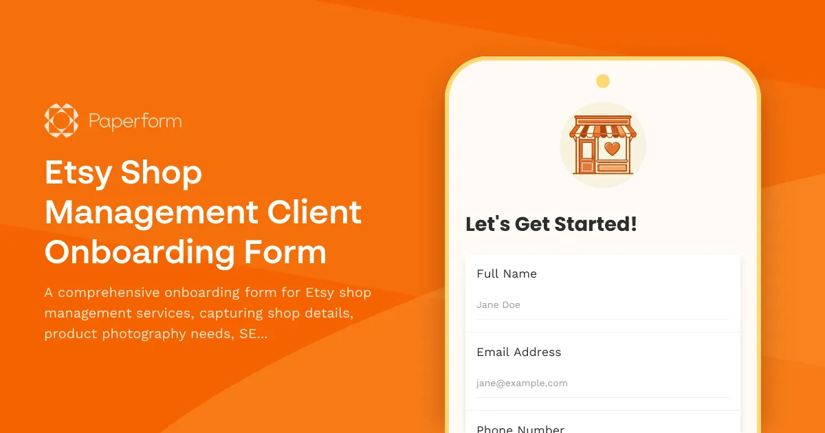 Etsy Shop Management Client Onboarding Form
