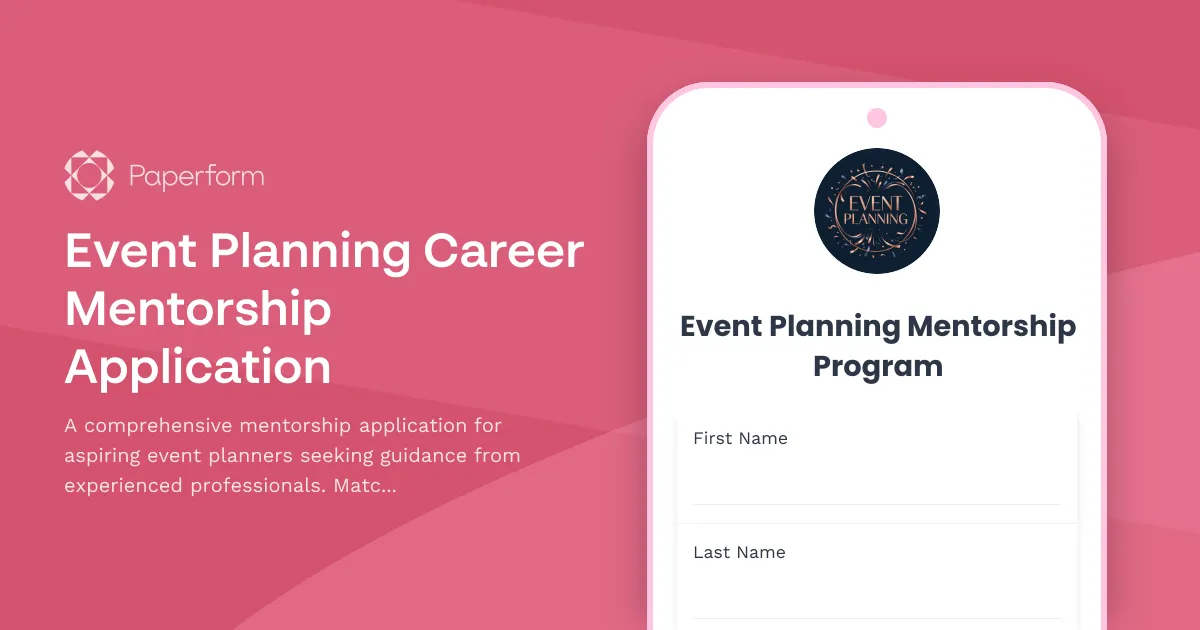 Event Planning Career Mentorship Application