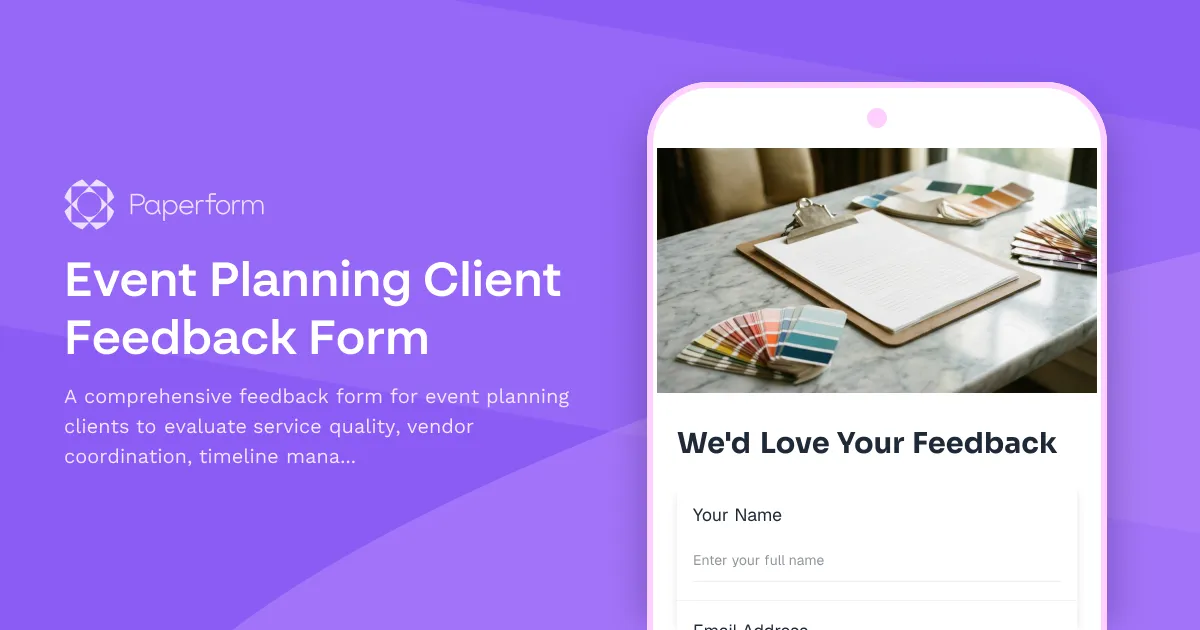 Event Planning Client Feedback Form