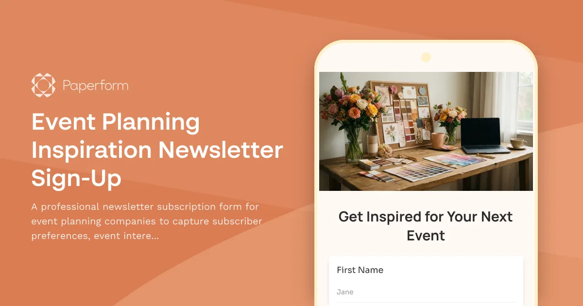Event Planning Inspiration Newsletter Sign-Up