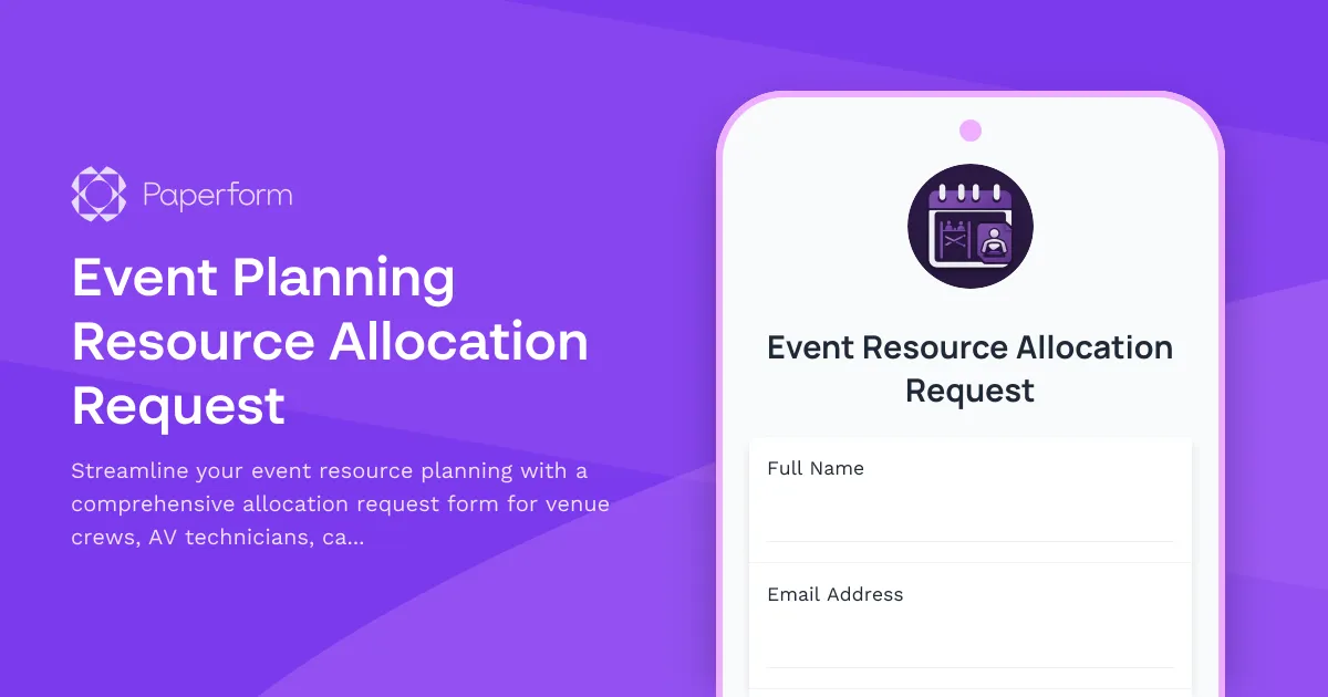 Event Planning Resource Allocation Request