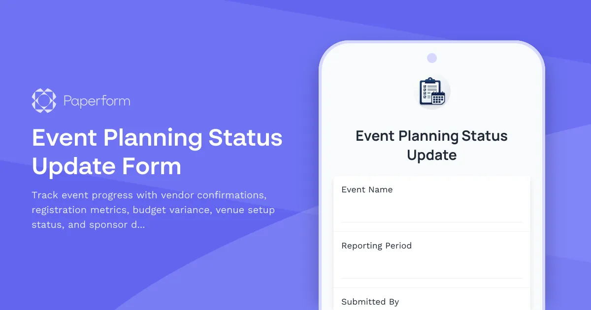 Event Planning Status Update Form