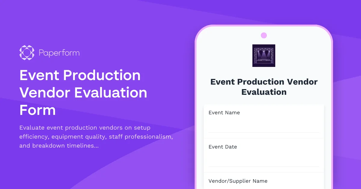 Event Production Vendor Evaluation Form