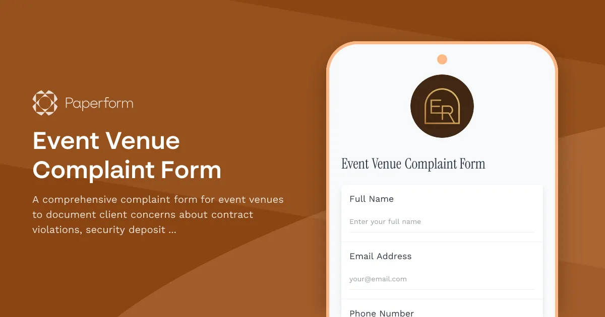 Event Venue Complaint Form
