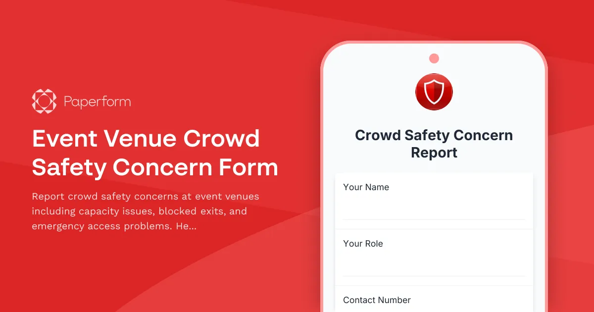 Event Venue Crowd Safety Concern Form