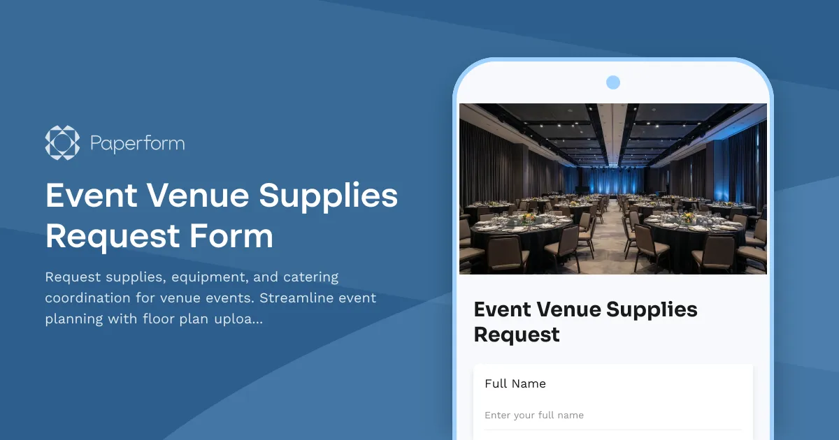 Event Venue Supplies Request Form