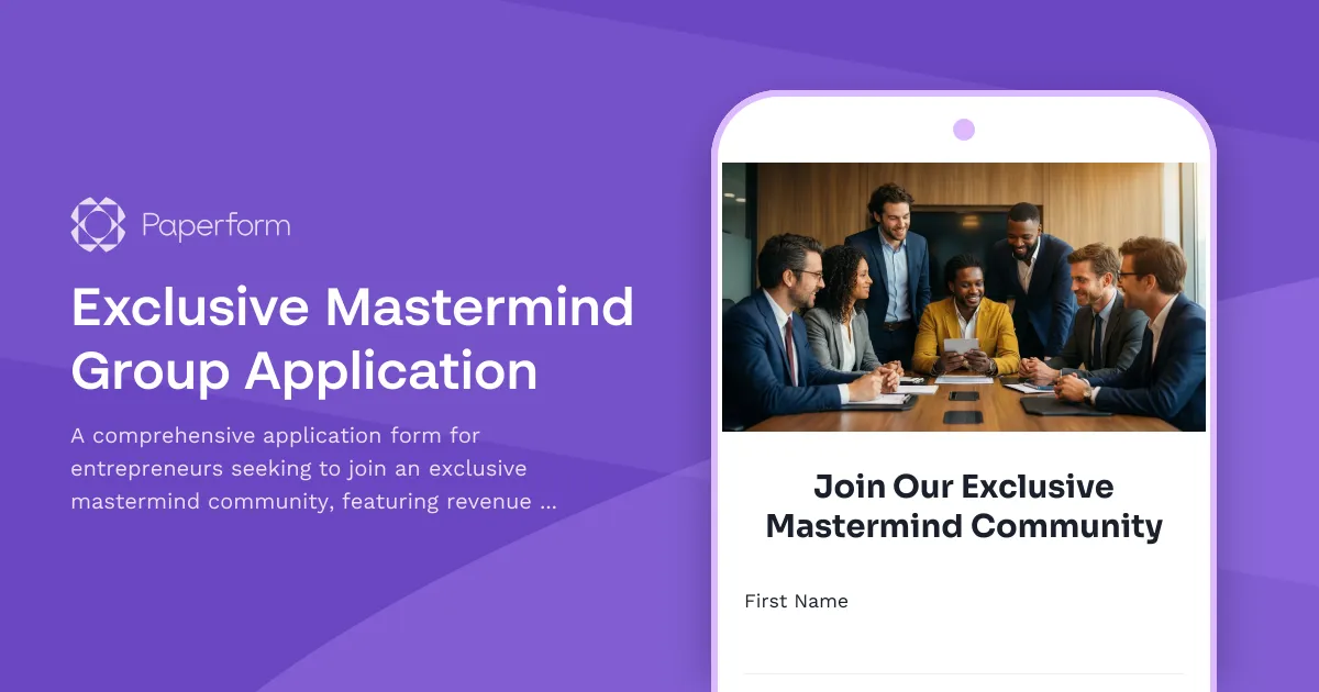Exclusive Mastermind Group Application