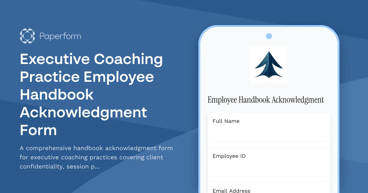 Executive Coaching Practice Employee Handbook Acknowledgment Form