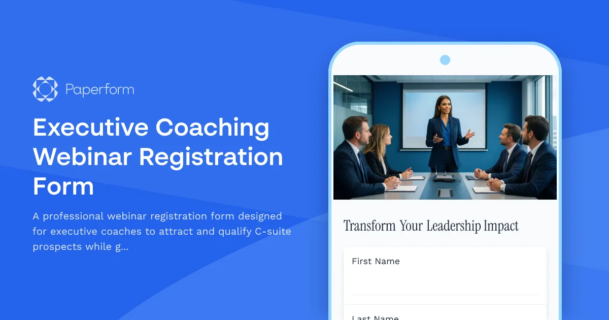 Executive Coaching Webinar Registration Form