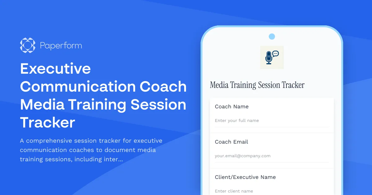 Executive Communication Coach Media Training Session Tracker