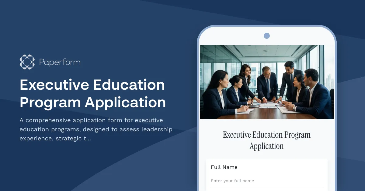Executive Education Program Application