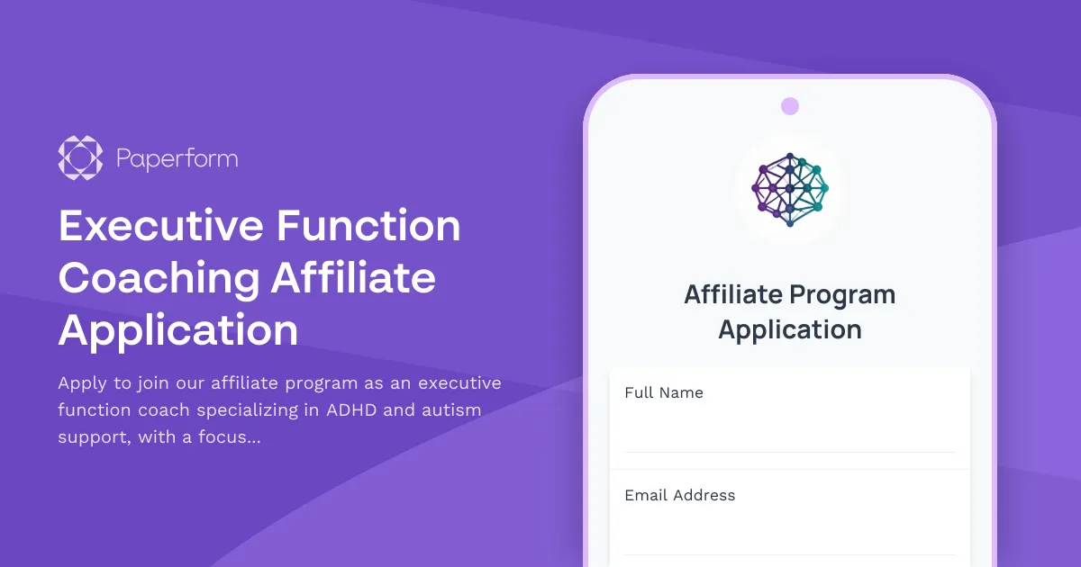 Executive Function Coaching Affiliate Application