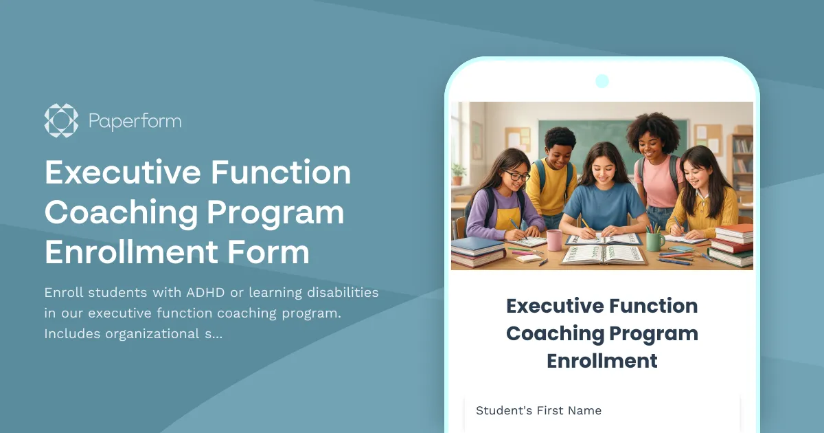 Executive Function Coaching Program Enrollment Form