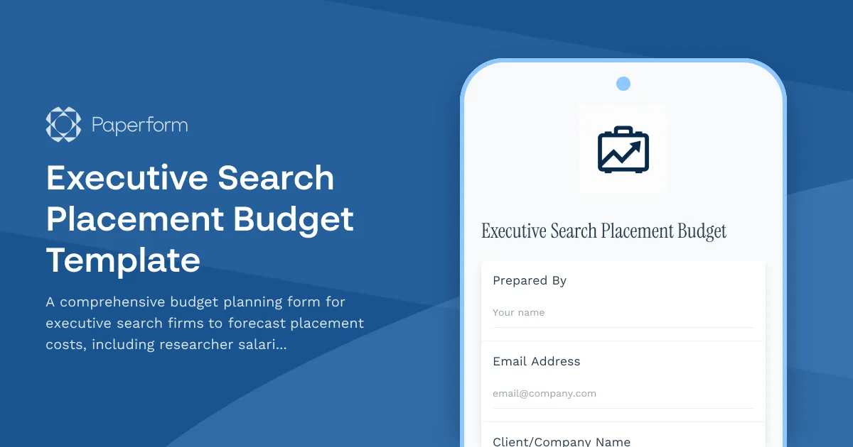 Executive Search Placement Budget Template